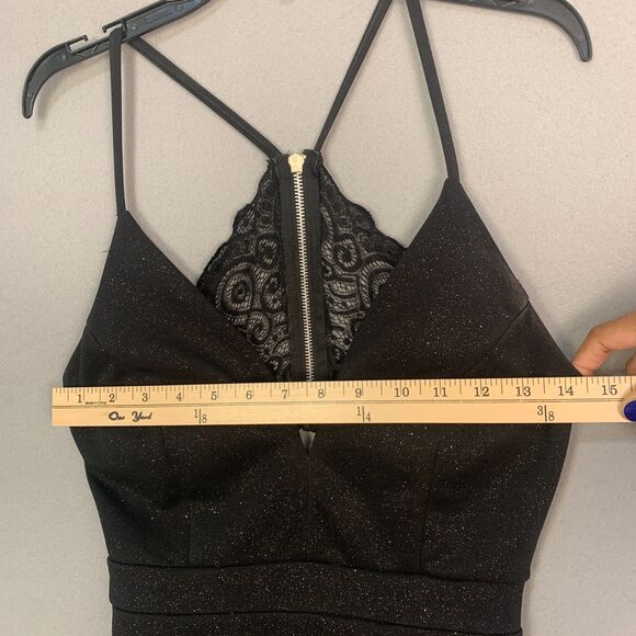 Emerald Sundae Black Glitter Lace Inset Strappy Bodycon Cocktail Dress Medium - Picture 7 of 10